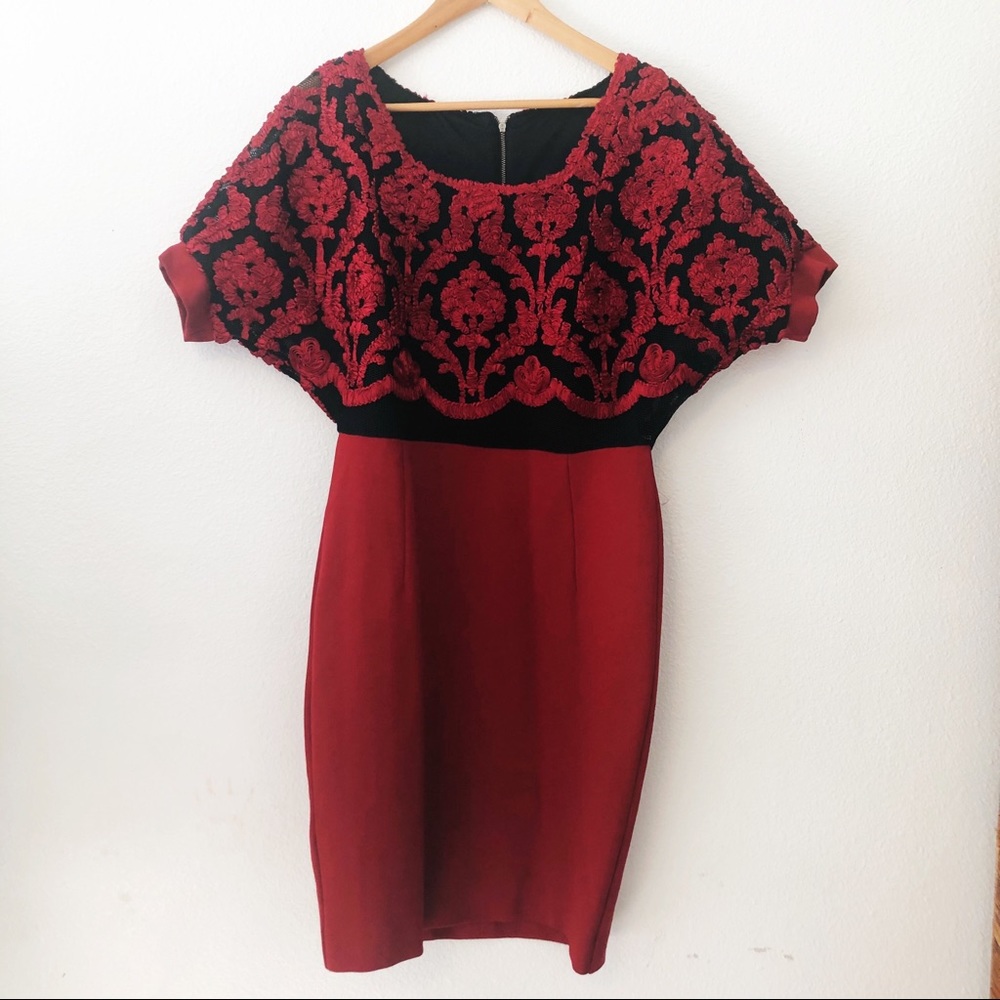 Deep Red Structured Dress